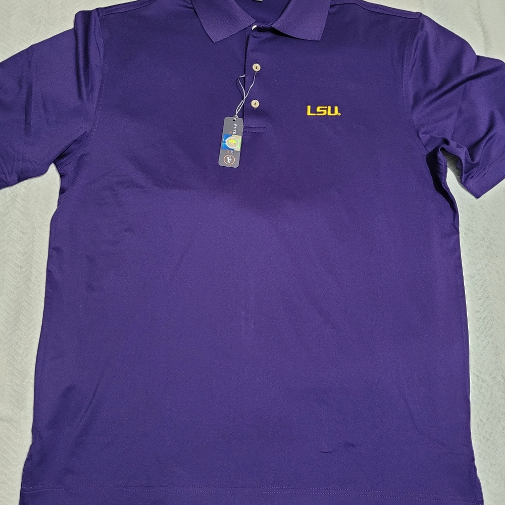 Nwt Men Medium Peter Millar LSU TIGERS Purple Polo Golf Shirt Louisiana State